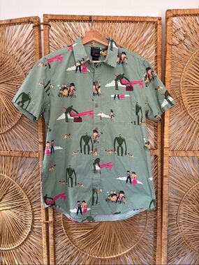 Studio Ghibli anime castle in the sky Short-Sleeve Printed Shirt - Sage Green